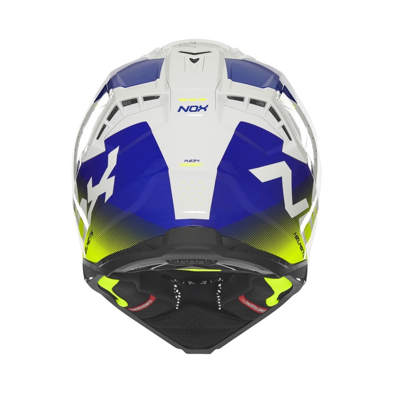 Casque cross NOX N634 blanc-bleu-jaune fluo