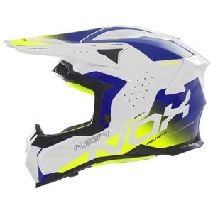Casque cross NOX N634 blanc-bleu-jaune fluo