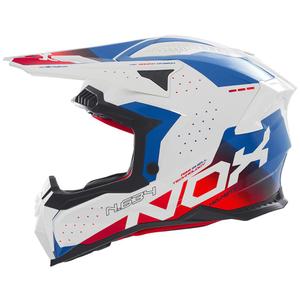 Casque motocross NOX N634 blanc-bleu-rouge