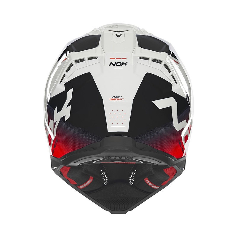 Casque cross NOX N634 blanc-noir-rouge