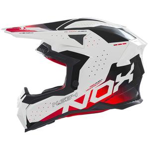 Casque cross NOX N634 blanc-noir-rouge