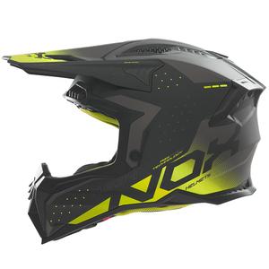 Casque moto cross NOX N634 noir mat-jaune fluo