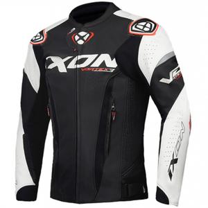 Blouson moto en cuir IXON Vortex 3 noir-blanc