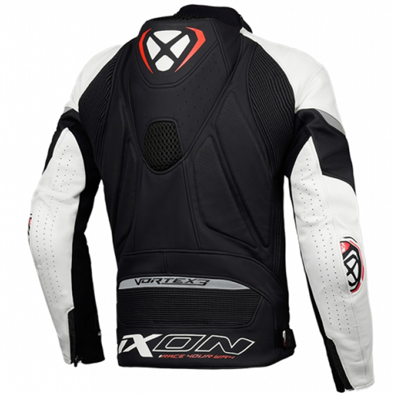 Blouson moto en cuir IXON Vortex 3 noir-blanc