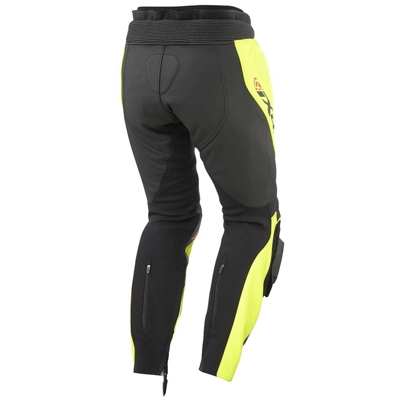 Pantalon moto en cuir IXON Vortex 3 noir-jaune fluo