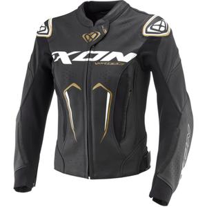 Blouson moto cuir femme IXON Vortex 3 noir-blanc-or
