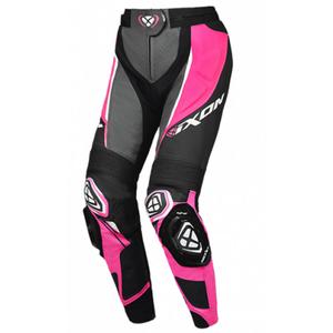 Pantalon moto cuir femme IXON Vortex 3 noir-rose-blanc