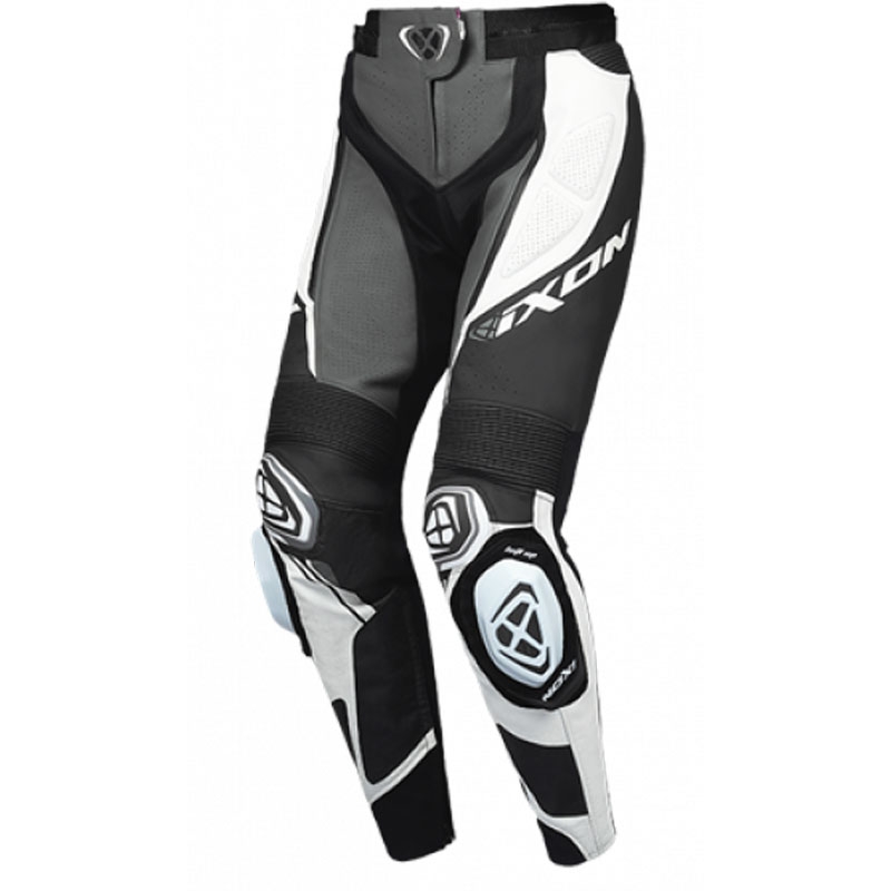 Pantalon moto cuir femme IXON Vortex 3 noir-anthracite-blanc