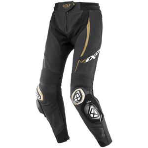 Pantalon moto cuir femme IXON Vortex 3 noir-blanc-or
