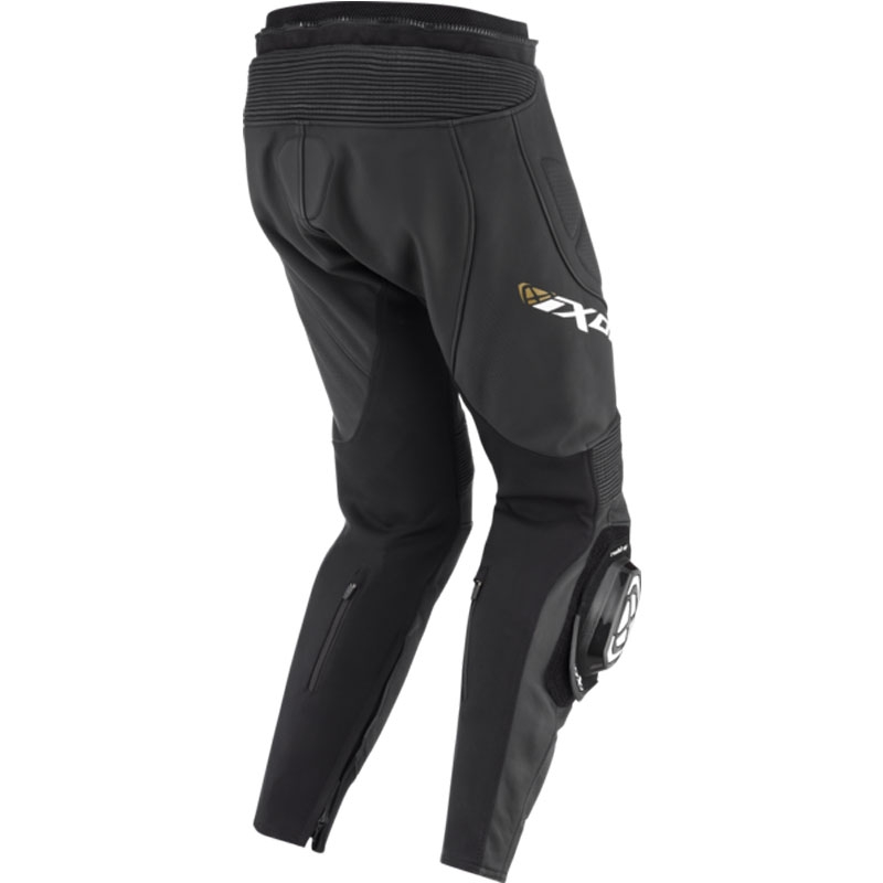 Pantalon moto cuir femme IXON Vortex 3 noir-blanc-or