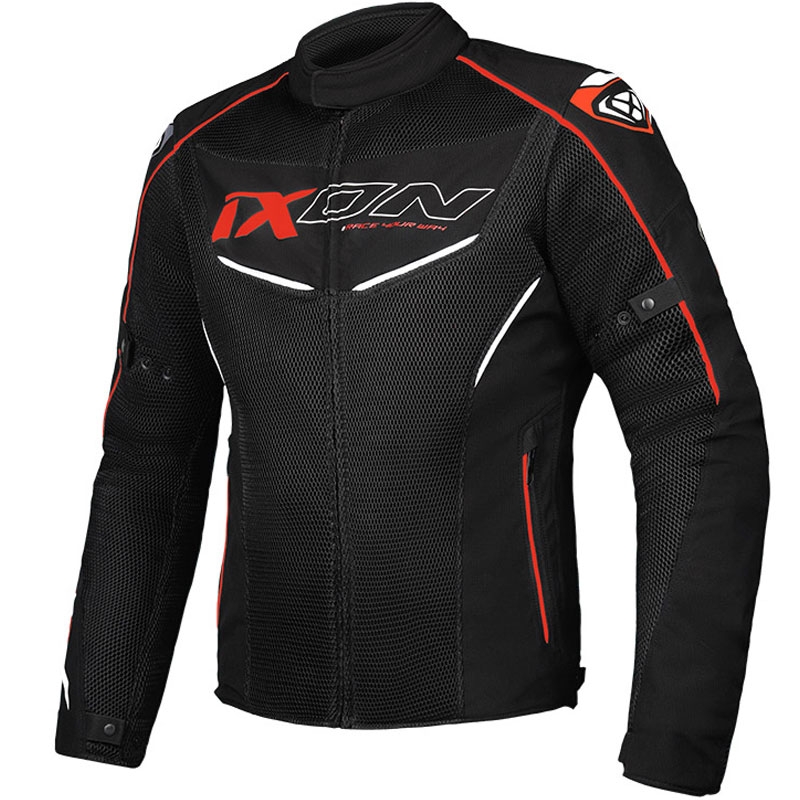 Blouson moto IXON Flicker noir-blanc-rouge