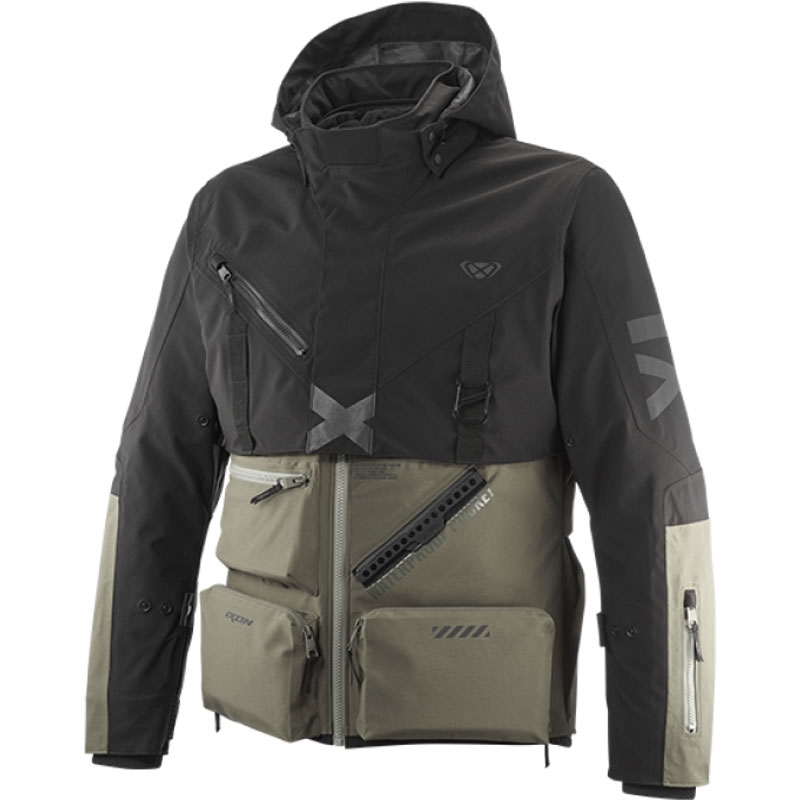 Blouson moto IXON Etna kaki-noir
