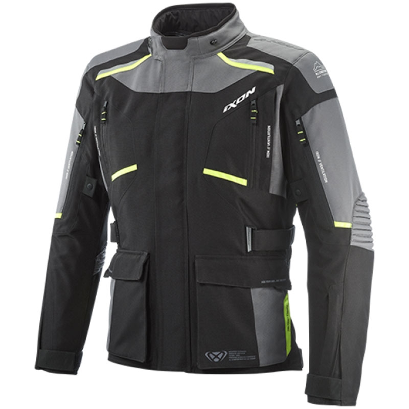 Blouson moto IXON Midgard noir-gris-jaune fluo
