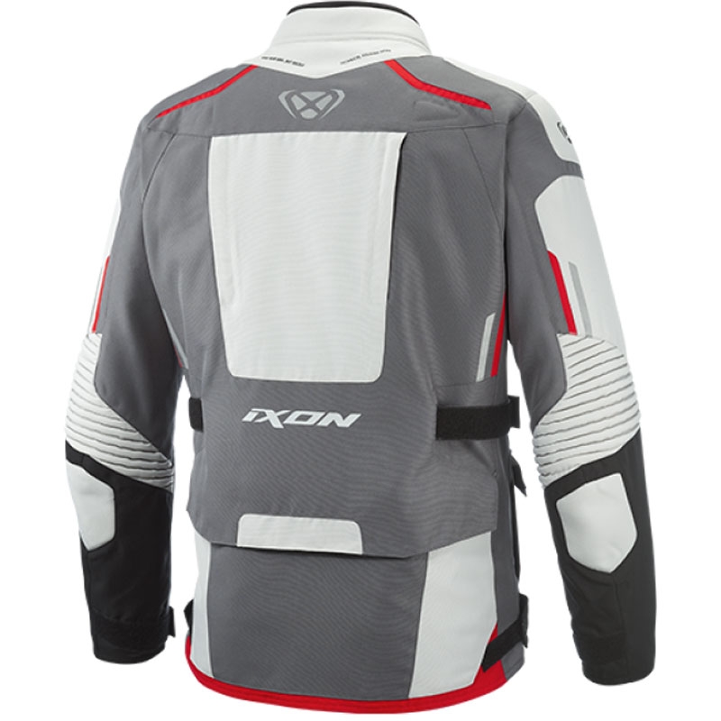 Blouson moto IXON Midgard gris-noir-rouge