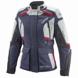 Blouson moto femme IXON Midgard gris-bleu-noir