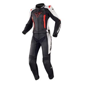 Combinaison moto Shima Miura noir-blanc-rouge fluo pour femme soldes