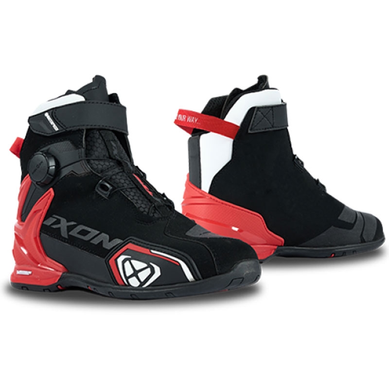 Bottes moto IXON Bull 2 WP noir-blanc-rouge