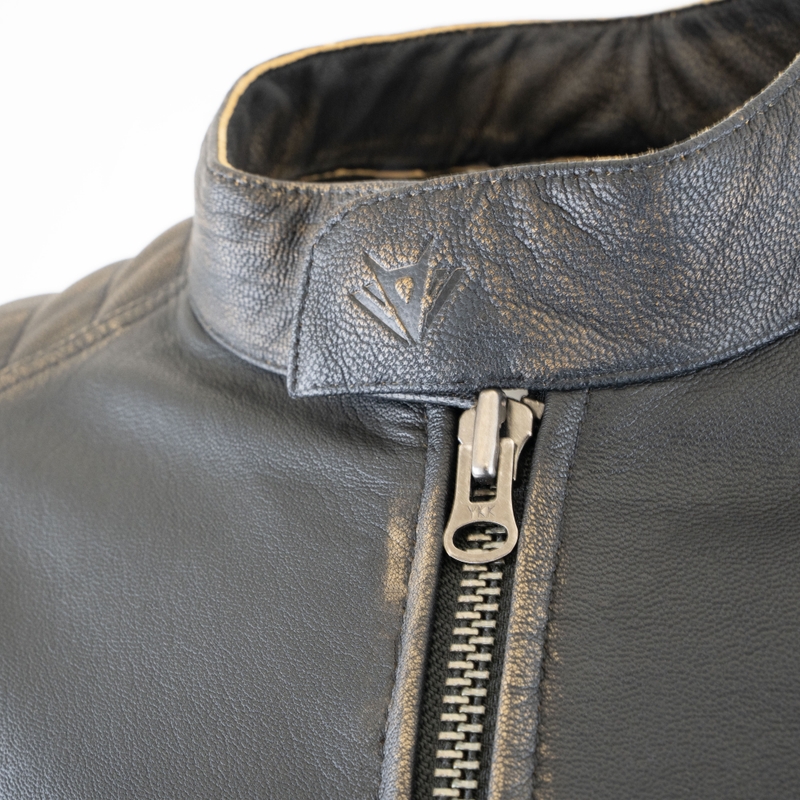 Veste de moto vintage en cuir marron RSA
