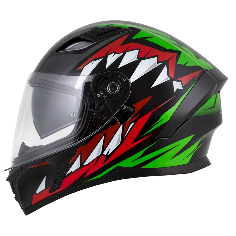 Casque intégral Cassida Orbit Strix rouge-vert-gris-blanc-noir
