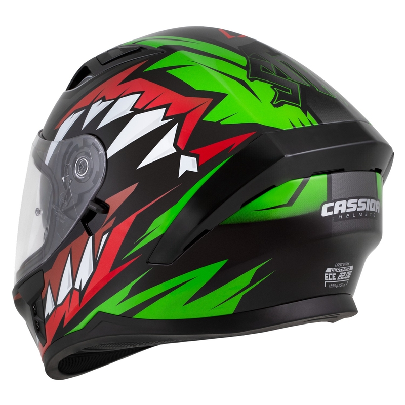 Casque intégral Cassida Orbit Strix rouge-vert-gris-blanc-noir