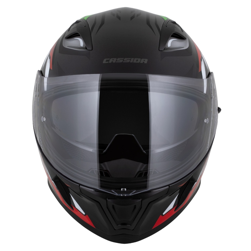 Casque intégral Cassida Orbit Strix rouge-vert-gris-blanc-noir