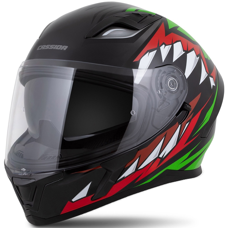 Casque intégral Cassida Orbit Strix rouge-vert-gris-blanc-noir