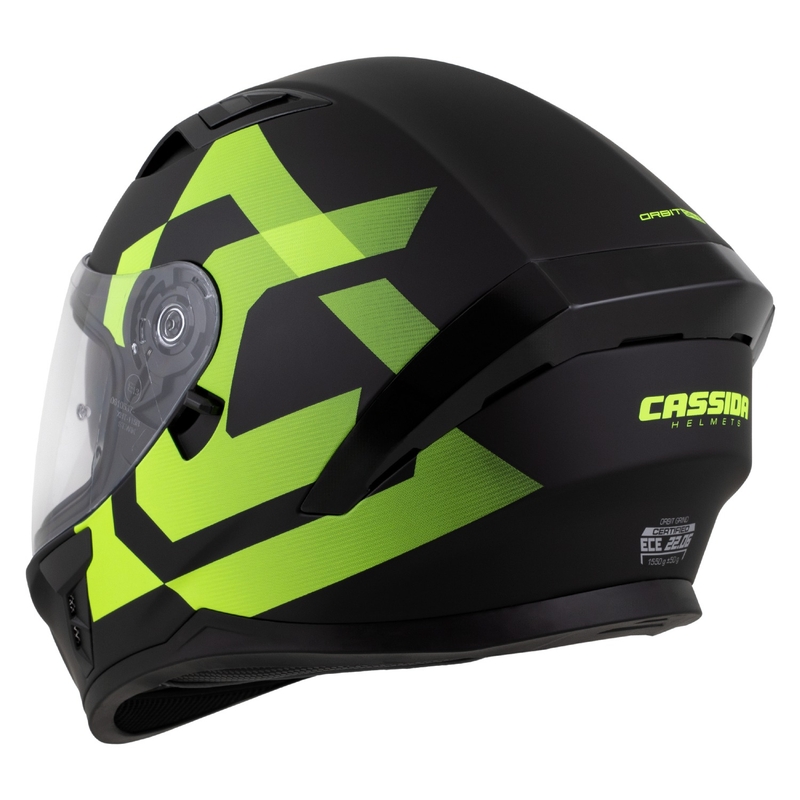 Casque intégral Cassida Orbit Grind noir mat-jaune fluo