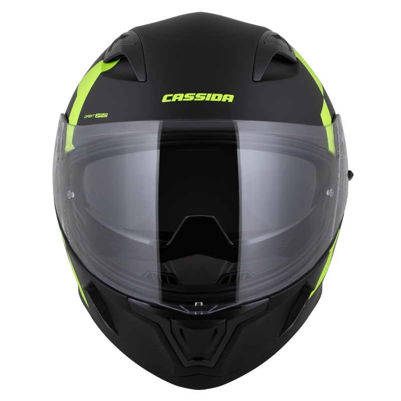 Casque intégral Cassida Orbit Grind noir mat-jaune fluo