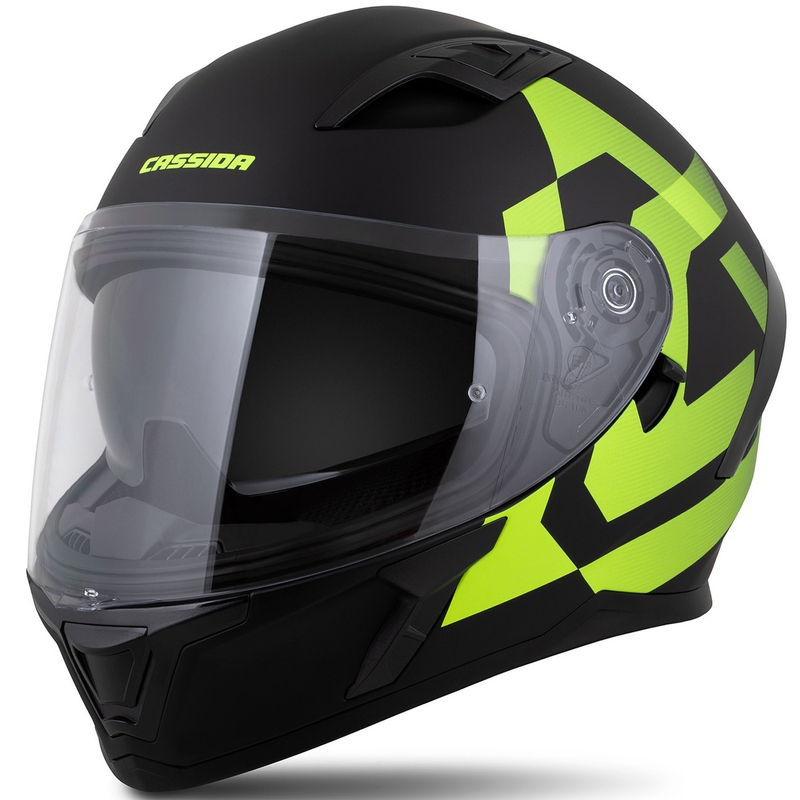 Casque intégral Cassida Orbit Grind noir mat-jaune fluo