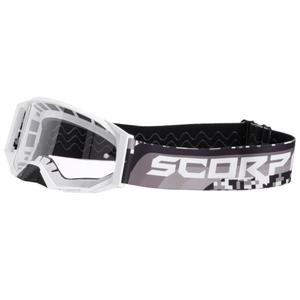 Lunettes de motocross Scorpion E24 blanc-noir avec plexiglas transparent