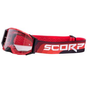 Lunettes de motocross Scorpion E24 rouge-noir avec plexiglas transparent