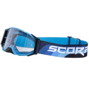 Lunettes de motocross Scorpion E24 bleu-noir avec plexiglas transparent