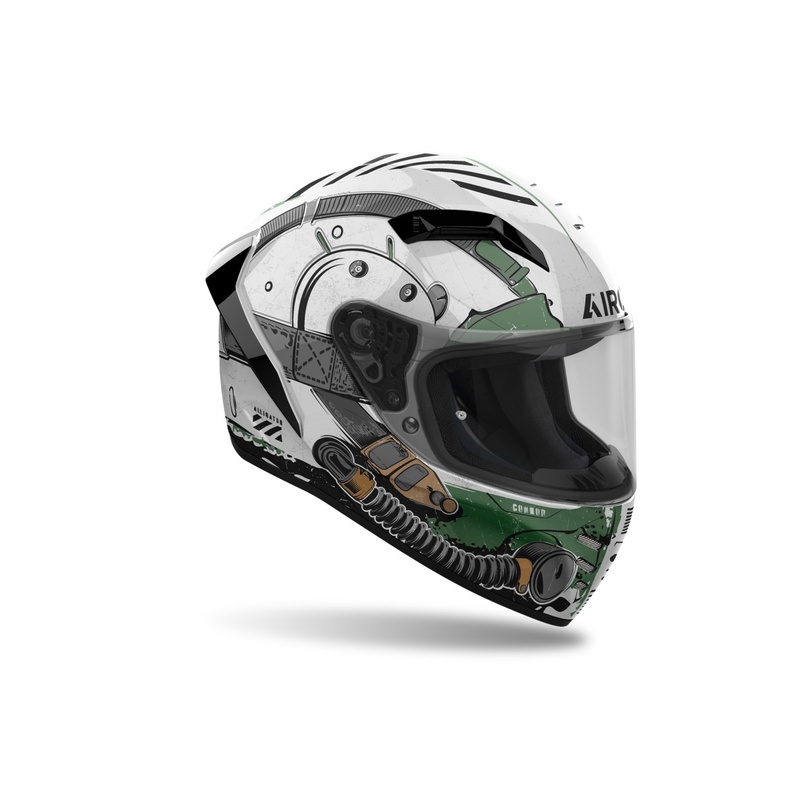 Casque moto intégral Airoh CONNOR Alligator blanc brillant-vert
