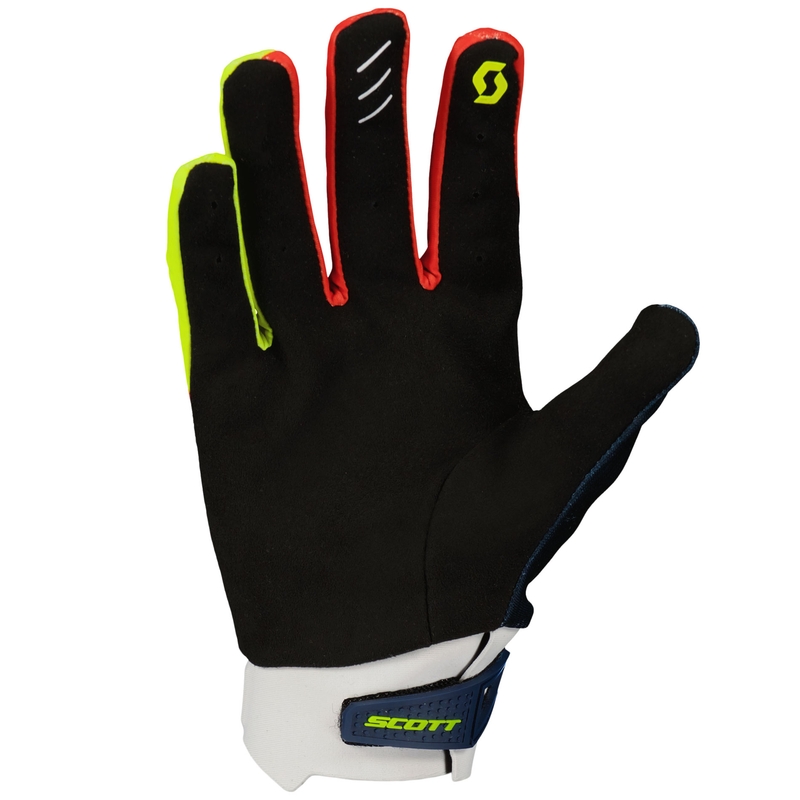 Gants motocross SCOTT EVO RACE bleu-rouge-jaune fluo