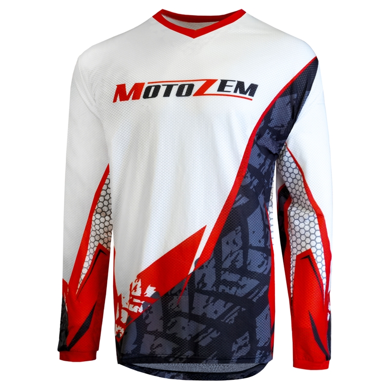Maillot de motocross MotoZem Ground MX blanc-noir-rouge