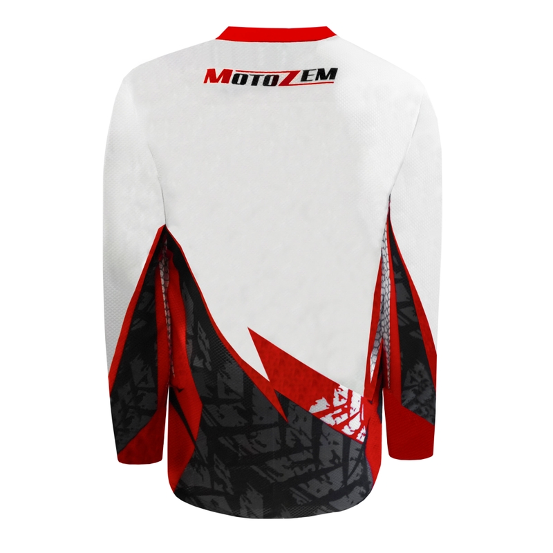 Maillot de motocross MotoZem Ground MX blanc-noir-rouge