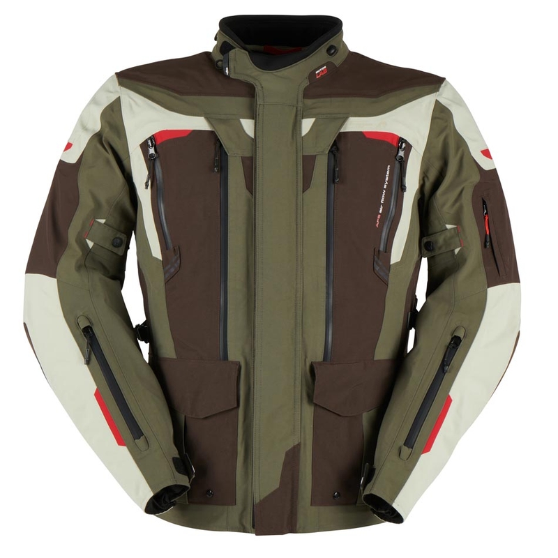 Veste de moto Furygan Voyager vert-brun-beige soldes