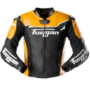 Blouson moto en cuir Furygan Signature 55 noir-jaune