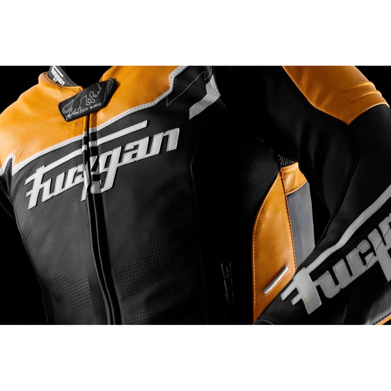 Blouson moto en cuir Furygan Signature 55 noir-jaune