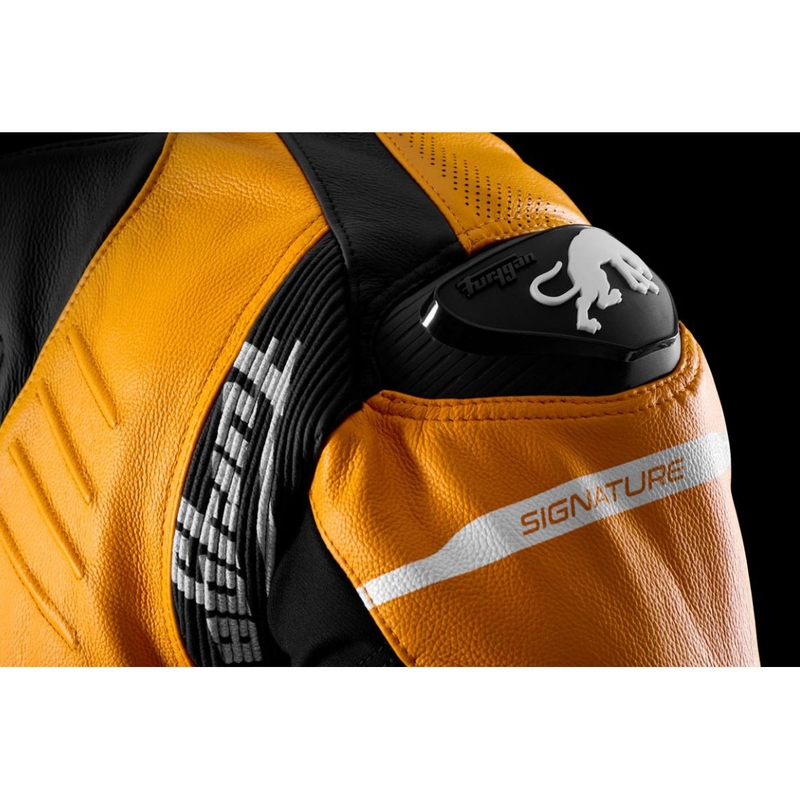 Blouson moto en cuir Furygan Signature 55 noir-jaune