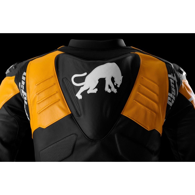 Blouson moto en cuir Furygan Signature 55 noir-jaune