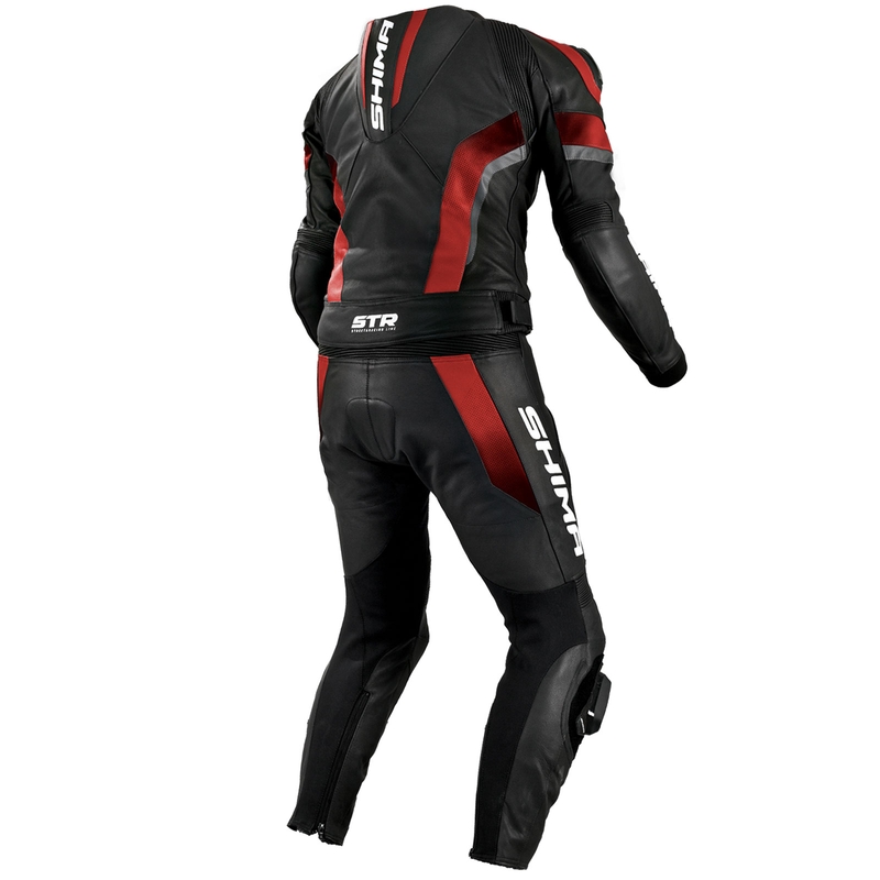Combinaison de moto Shima STR noire et rouge soldes