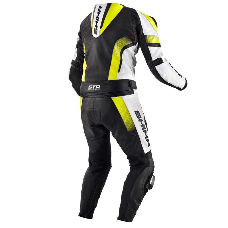Combinaison de moto Shima STR noir-blanc-jaune fluo soldes
