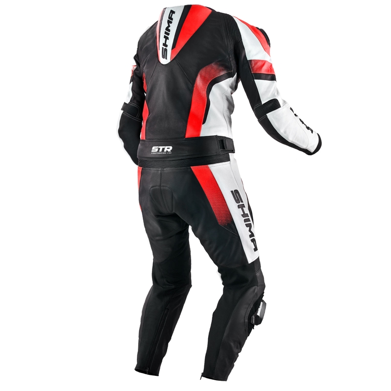 Combinaison de moto Shima STR noir-blanc-rouge fluo soldes