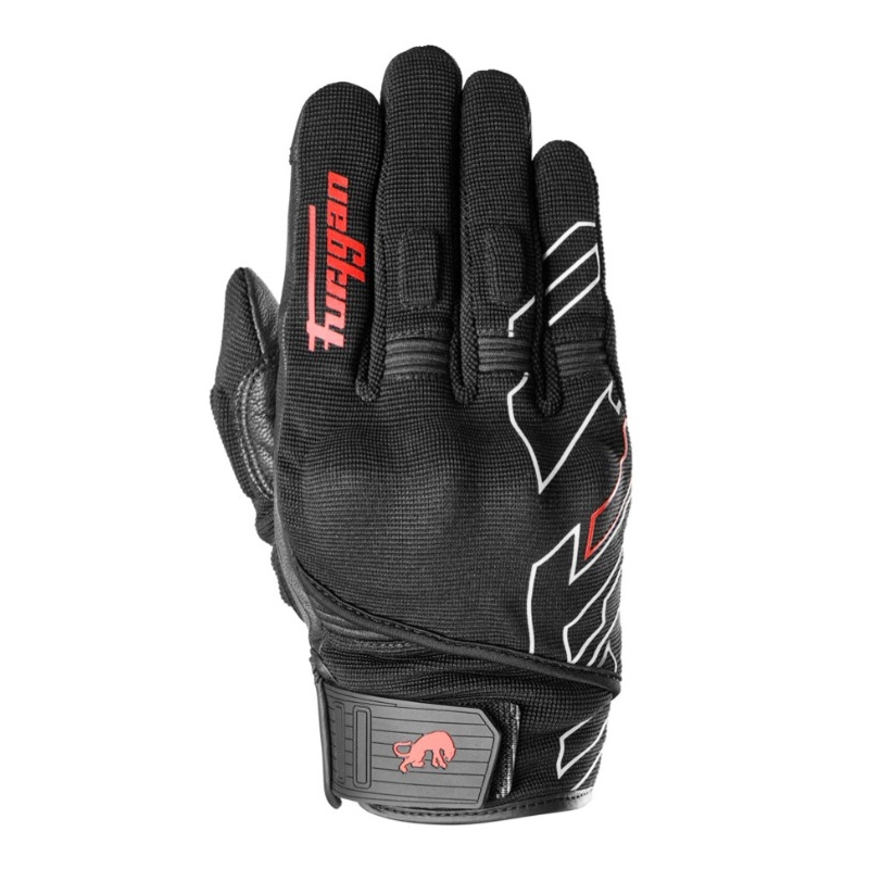 Gants moto Furygan Jet Neon D3O noir-blanc-rouge