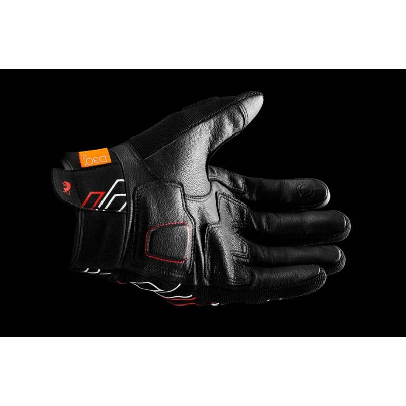 Gants moto Furygan Jet Neon D3O noir-blanc-rouge