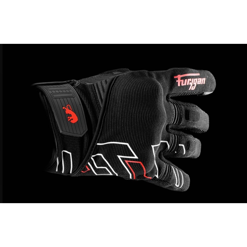 Gants moto Furygan Jet Neon D3O noir-blanc-rouge