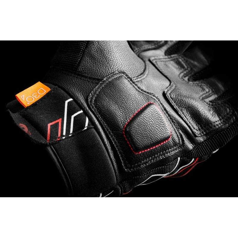 Gants moto Furygan Jet Neon D3O noir-blanc-rouge