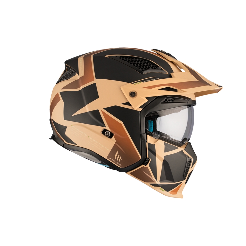 Casque jet MT Streetfighter SV S P1R B9 noir-marron-beige