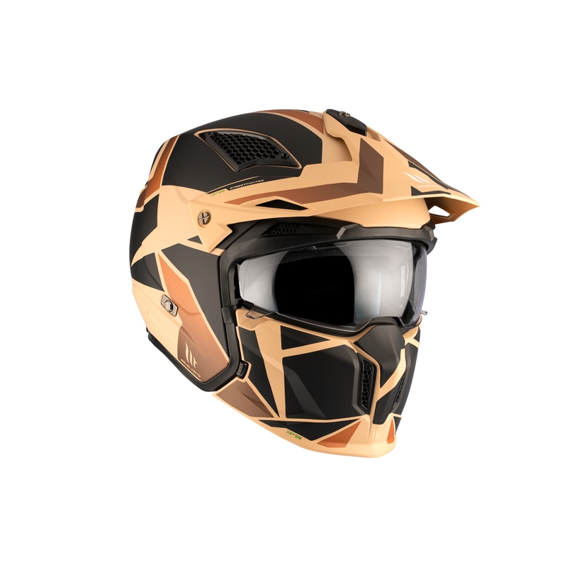 Casque jet MT Streetfighter SV S P1R B9 noir-marron-beige